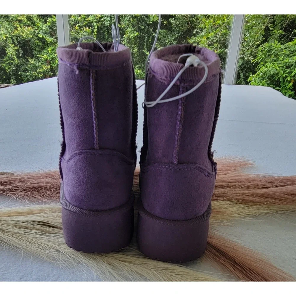 NWT Mudd Purple Faux Suede‎ Ankle Boots Booties Fur Lined Size 11 Girls Toddler
